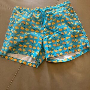 Blue Banana Print Swim Shorts